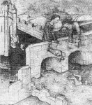 Illustration d'un b&eacute;b&eacute; jet&eacute; par-dessus un pont